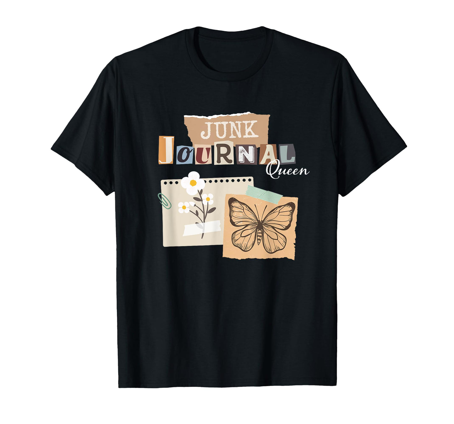 Junk Journal Queen Vintage Scrapbooking Newspaper Letters T-Shirt