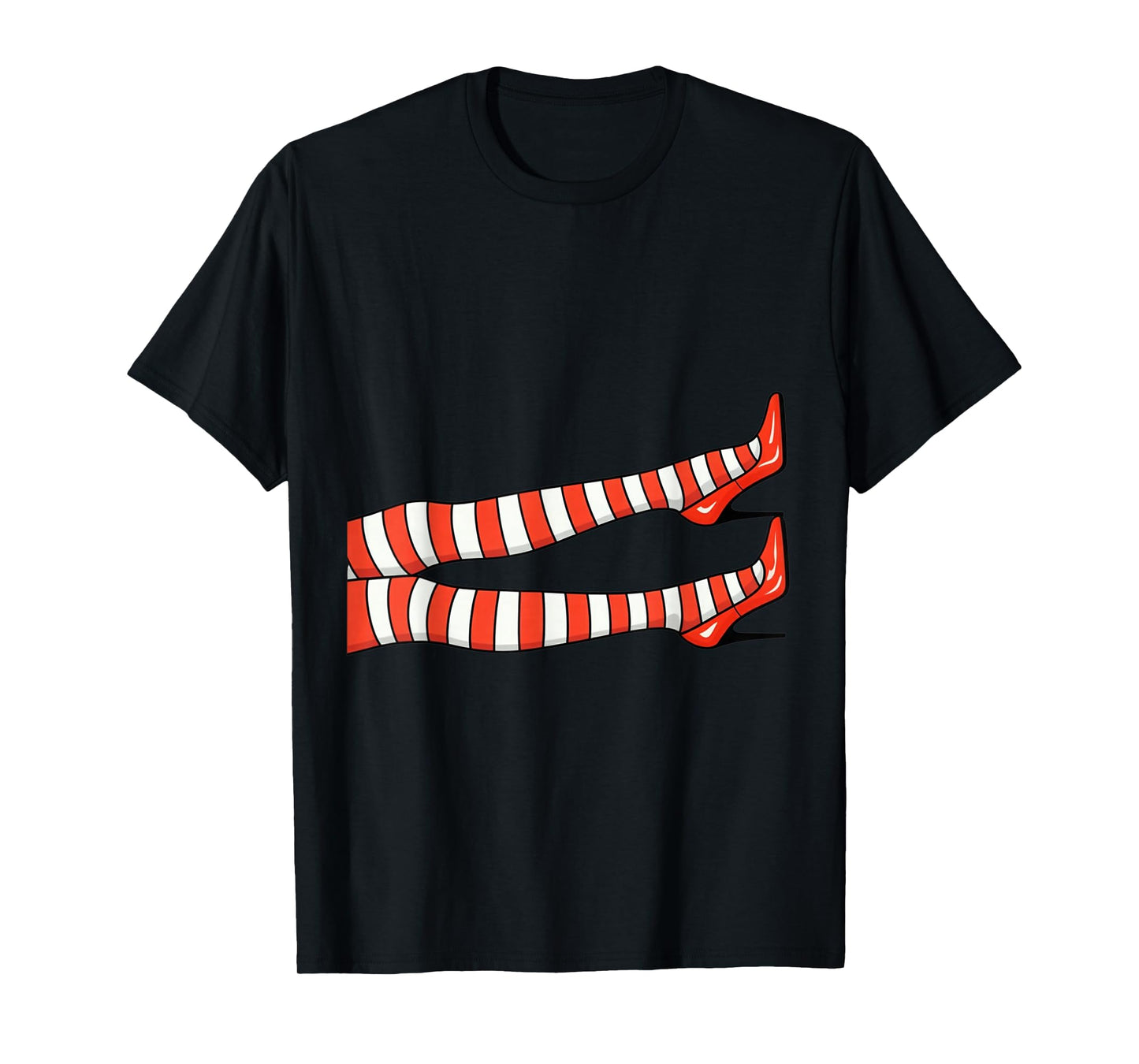 Halloween Witches Legs Heeled Shoes Stockings Bands Red Fun T-Shirt