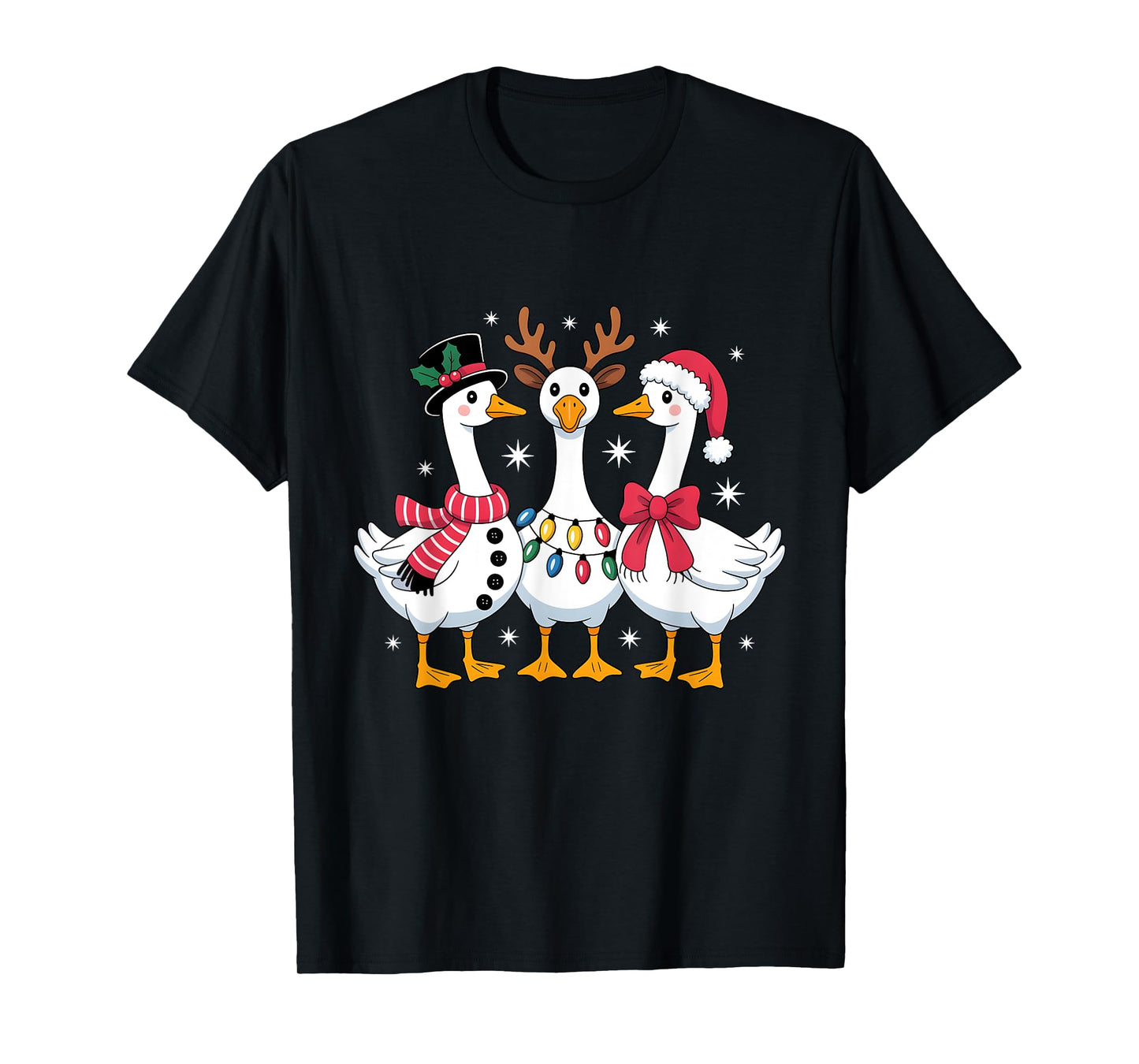 Merry Goosemas Christmas Silly Goose Xmas Lights Men Women T-Shirt