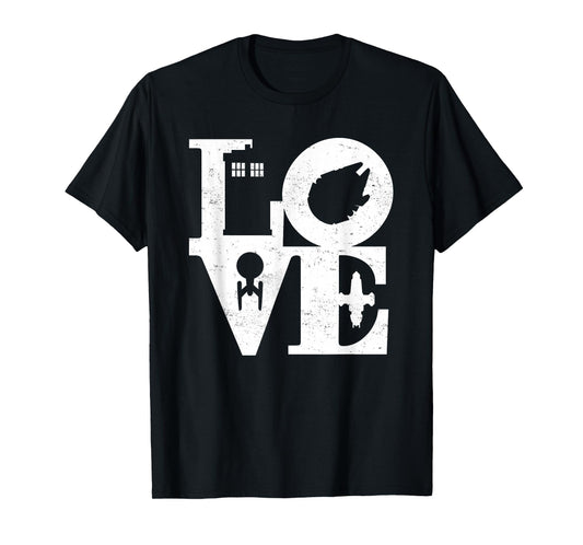 Vintage I Love Magic and Science Fiction Space Black Remix T-Shirt