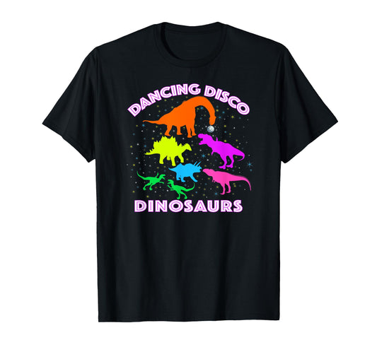 Disco Dancing Dinosaurs Prove Awesome Teacher Present Idea T-Shirt for Men Women Kids
