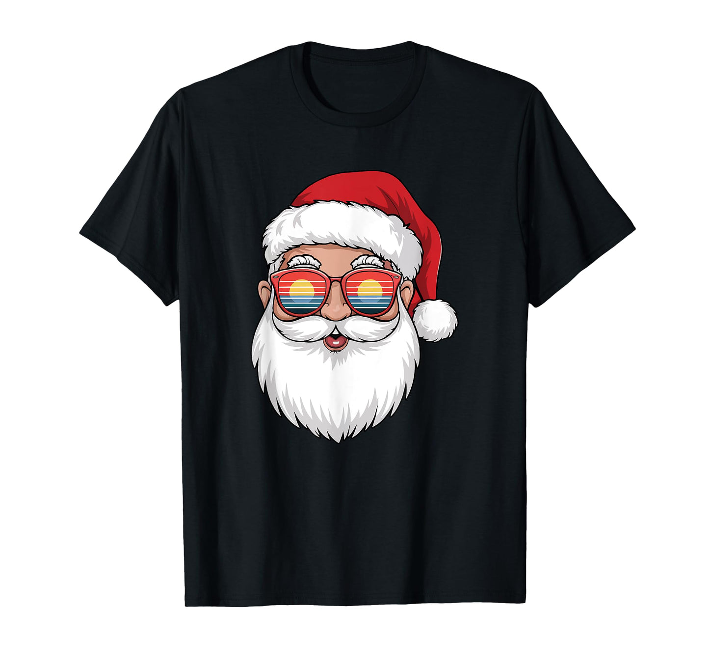 Santa Claus Face Retro Sunglasses Christmas T-Shirt