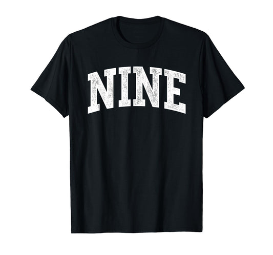 Nine Minimalist 9th Birthday Design 9-Year-Old T-Shirt