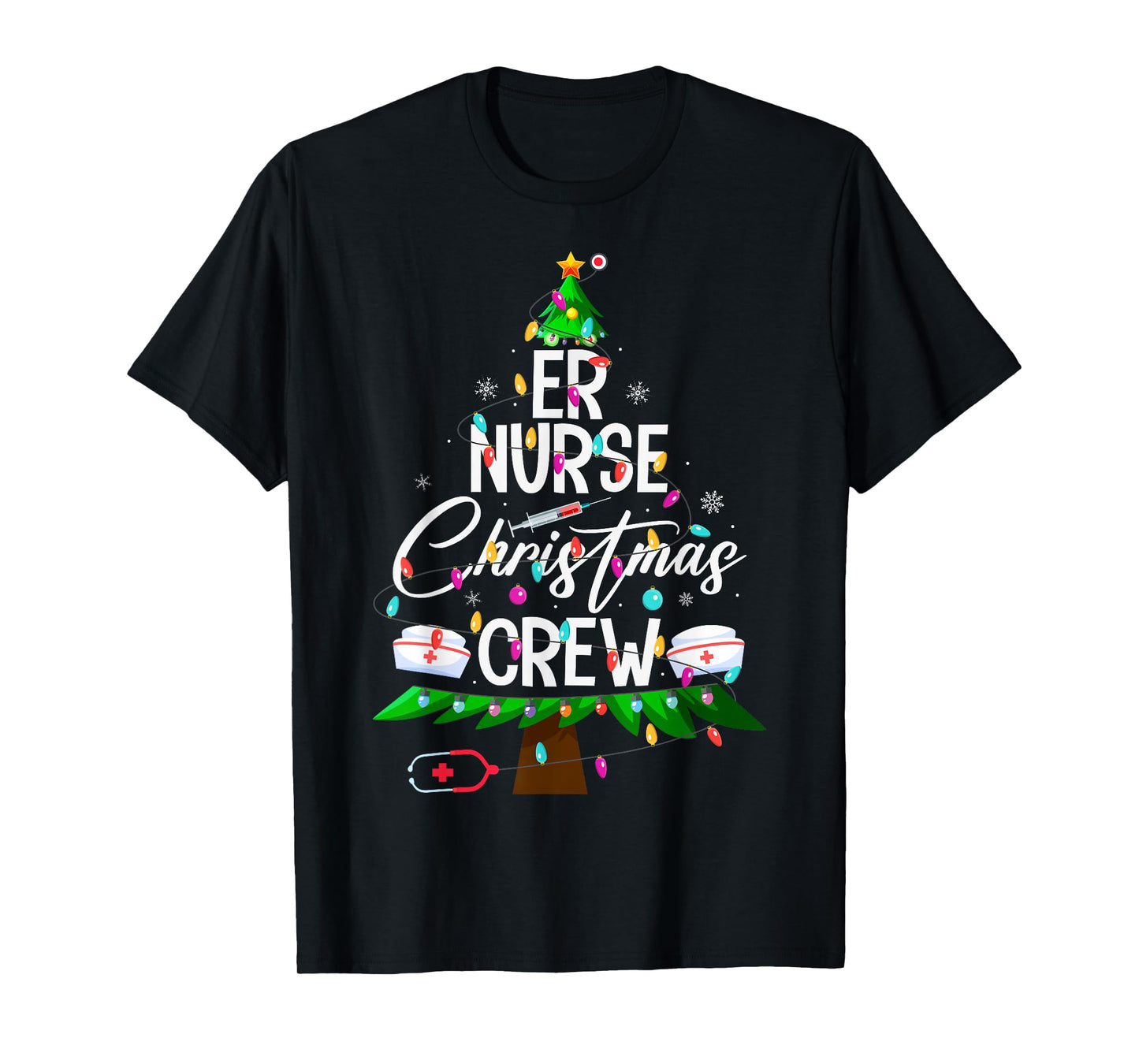 ER Nurse Christmas Crew Nursing Medical Nurse Xmas Tree T-Shirt