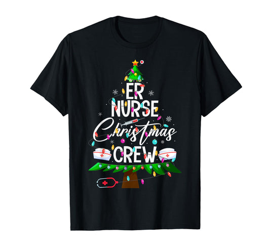 ER Nurse Christmas Crew Nursing Medical Nurse Xmas Tree T-Shirt