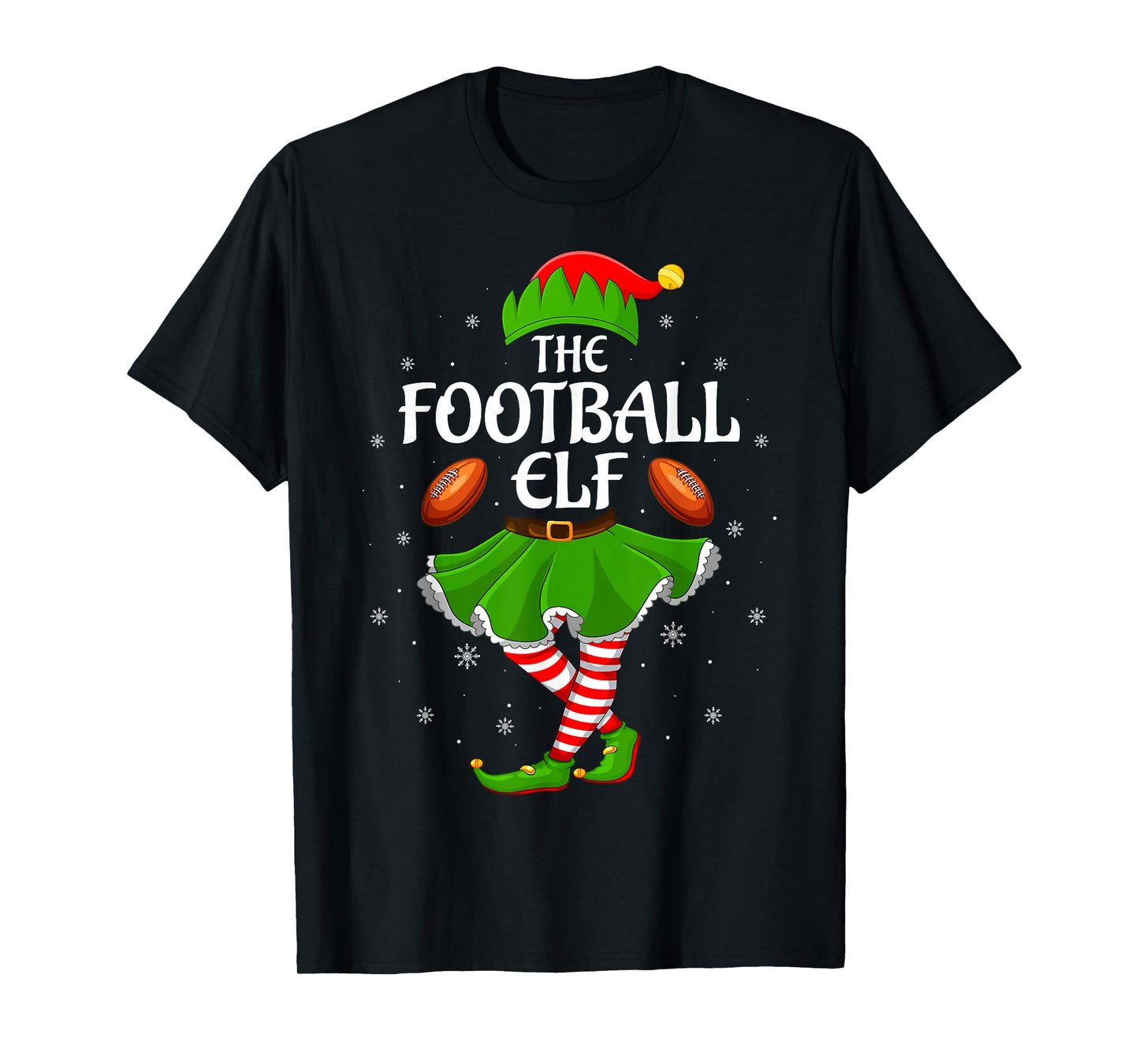 Football Elf Christmas Family Girls Women Elf Squad Xmas T-Shirt
