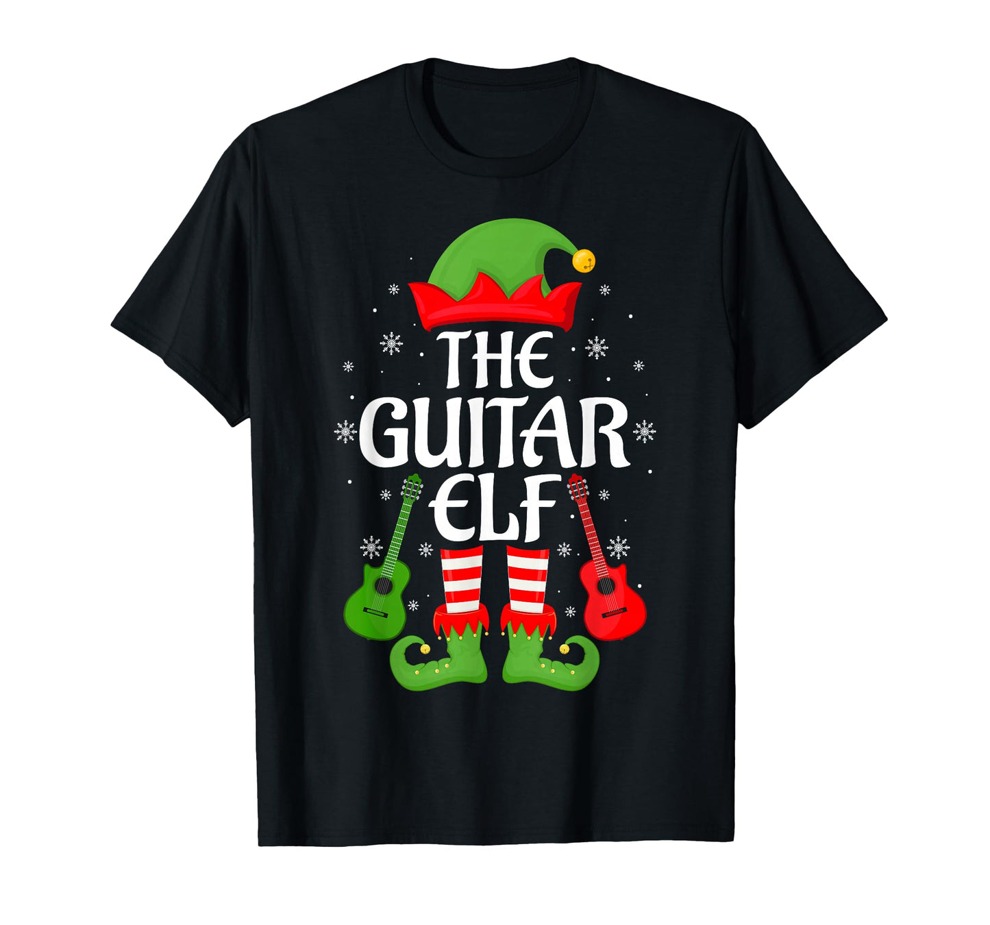 Guitar Elf Xmas Matching Family Elf Squad Christmas T-Shirt