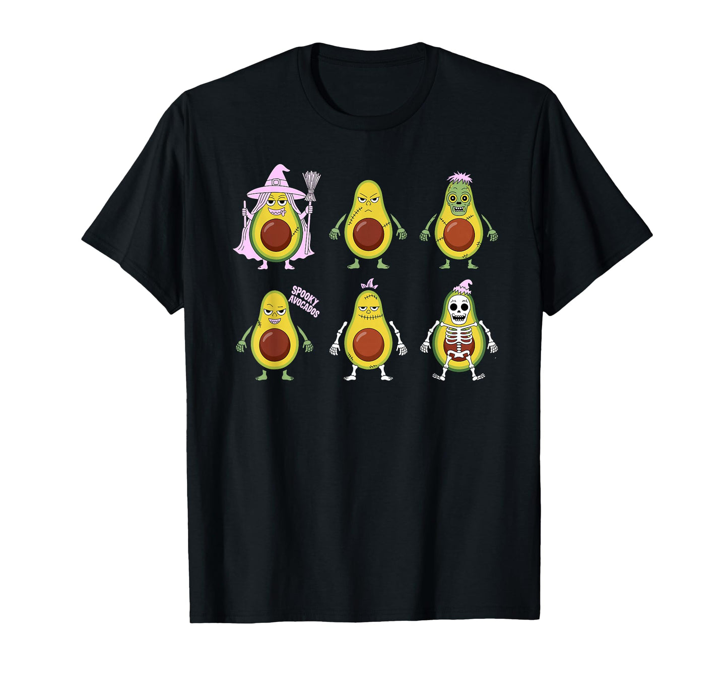 Spooky Avocados Funny Halloween Monster Mashup T-Shirt