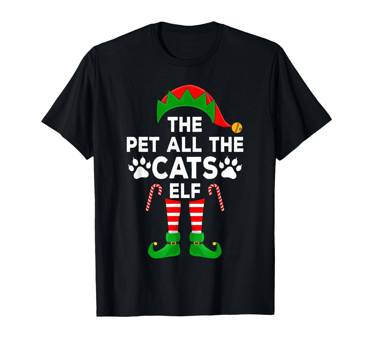 Pet All The Cats Elf Matching Family Cat Lover Christmas Elf T-Shirt