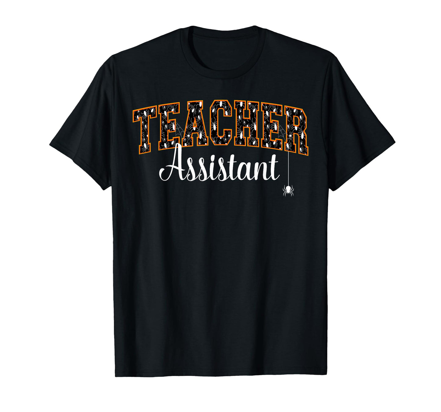 Teacher Assistant Halloween Spooky Spiders Varsity Letters T-Shirt