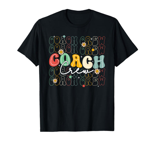 Retro Groovy Vintage Coach Crew Team First Day Of School T-Shirt
