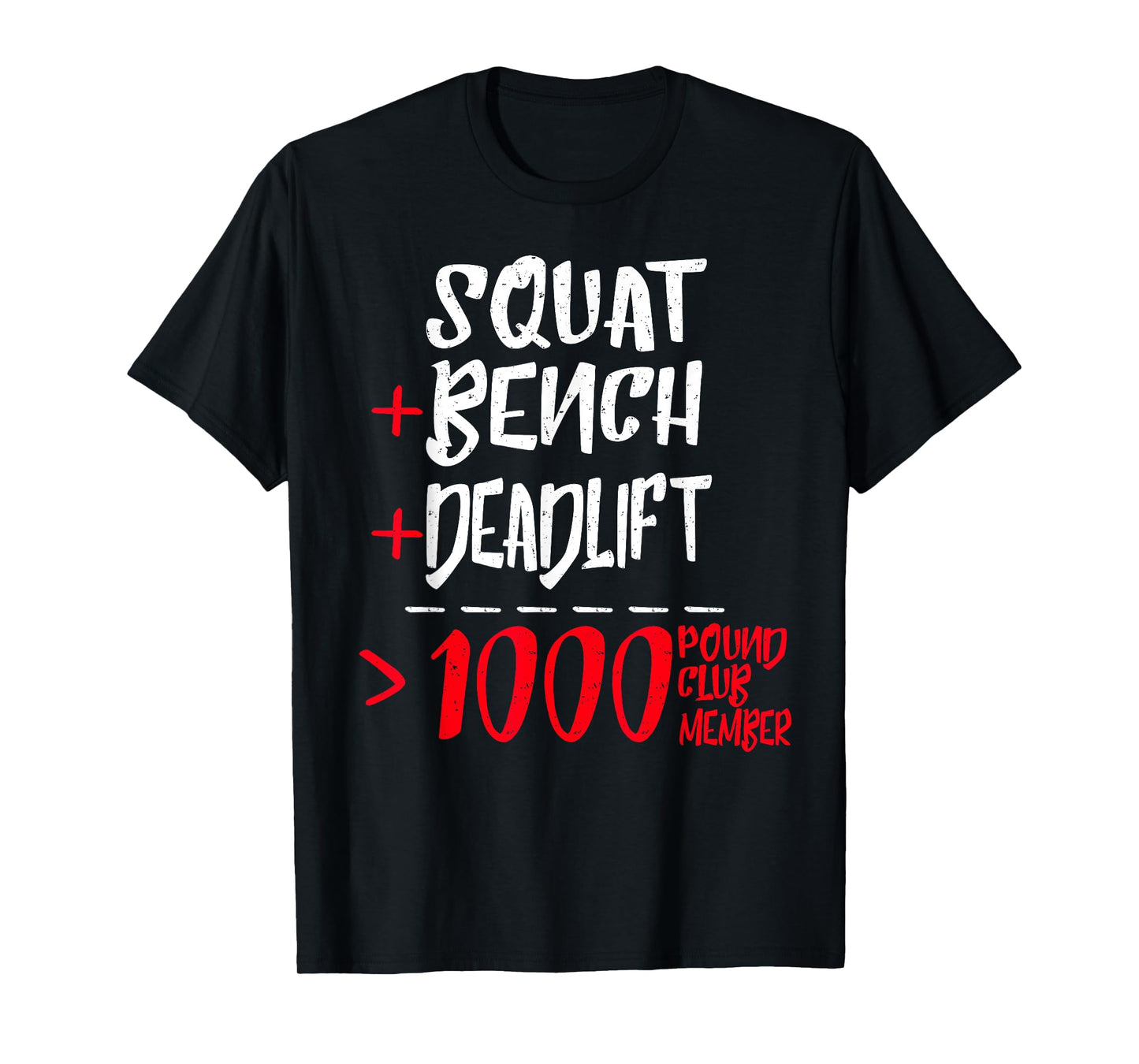 Gym Training FH 1000 Pound Club Member T-Shirt - Men's Black Classic Fit Modern Lightweight Cotton 50% Polyester 50% Short Sleeve Crew Neck T-Shirt