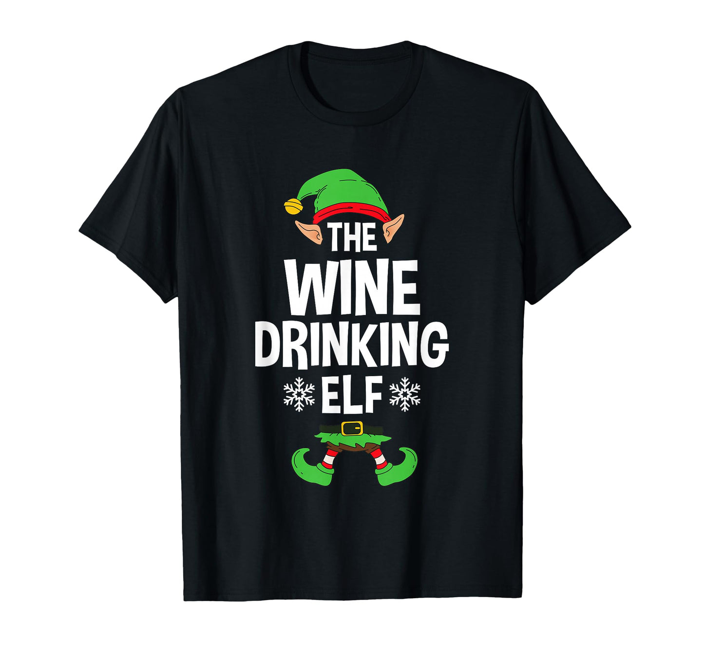 The Wine Drinking Elf Party Family Group Matching X-Mas T-Shirt