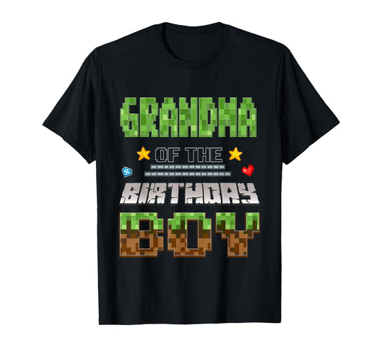 Grandma of The Birthday Boy Video Gamer Pixel Birthday Party T-Shirt