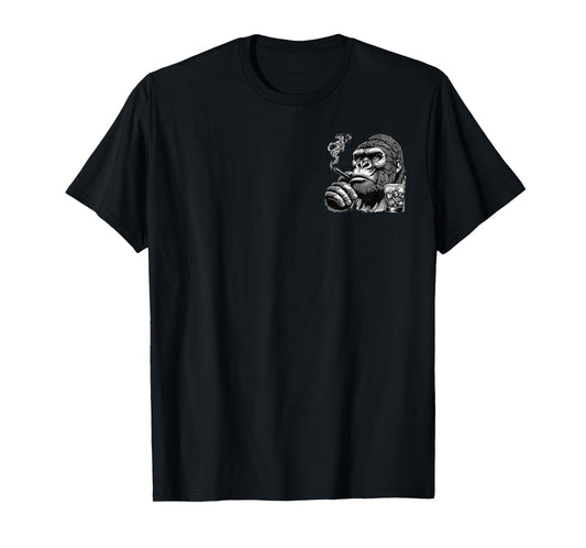Whiskey Goes in Wisdom Comes Out Funny Monkey (2 Sided) T-Shirt