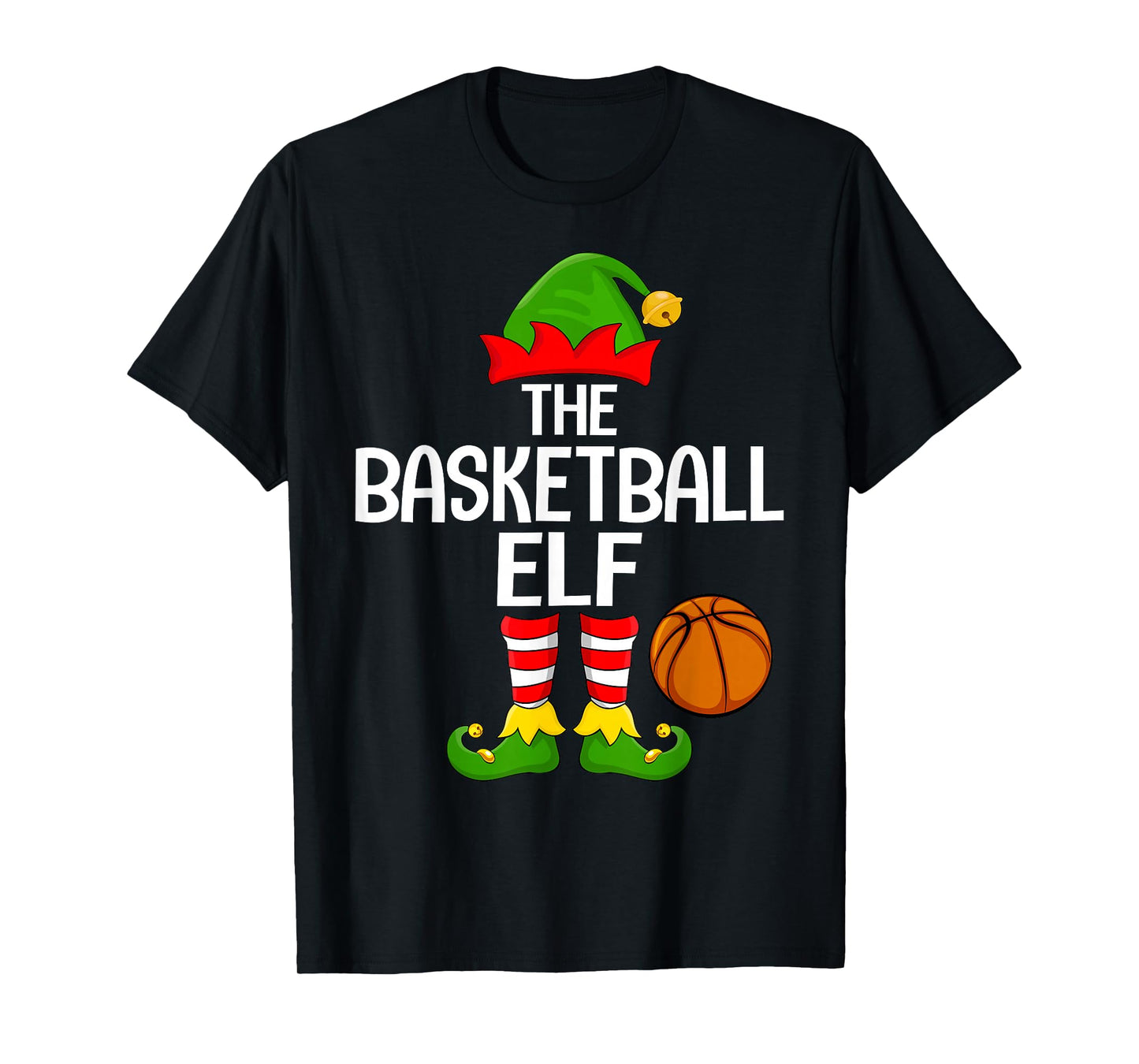 Basketball Elf Xmas Matching Family Elf Squad Christmas T-Shirt