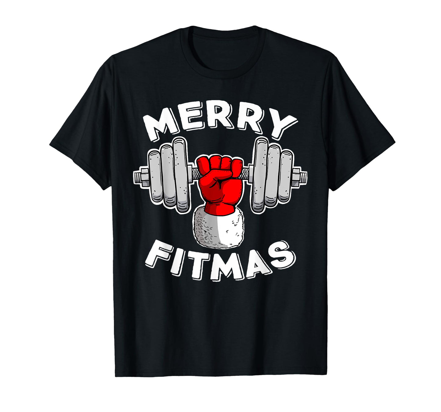 Merry Fitmas Christmas Santa Claus Dumbbell Merry Fitmas T-Shirt
