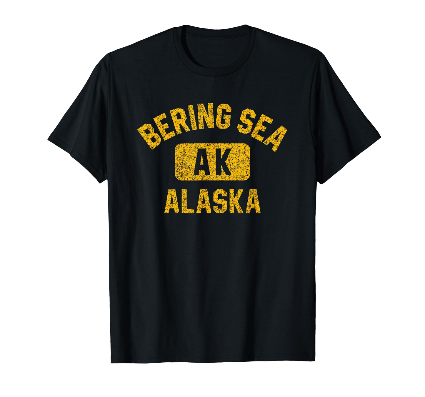 Bering Sea Alaska Gym Style Distressed Amber Print T-Shirt