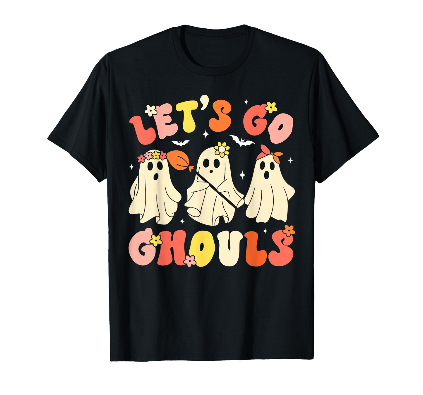 Let's Go Ghouls Halloween Ghost Retro Groovy Outfit Costume T-Shirt