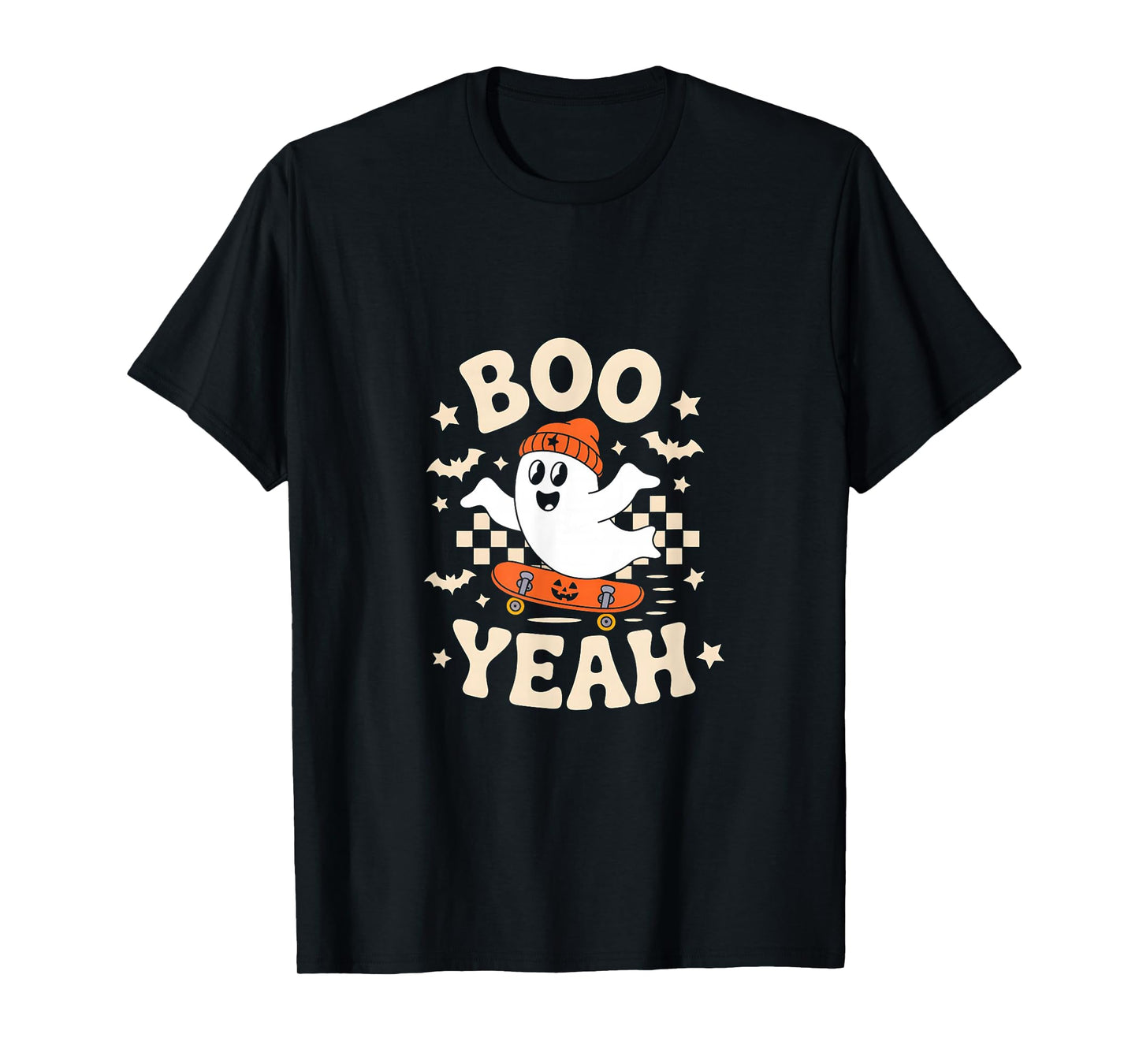 Boo Yeah Halloween Ghost Boys Retro Skateboard Toddler Kids T-Shirt