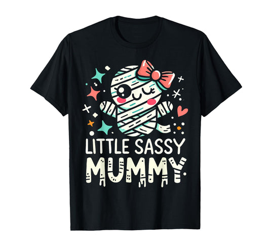 Kids Little Sassy Mummy Girl Cute Mummy Halloween Decor T-Shirt