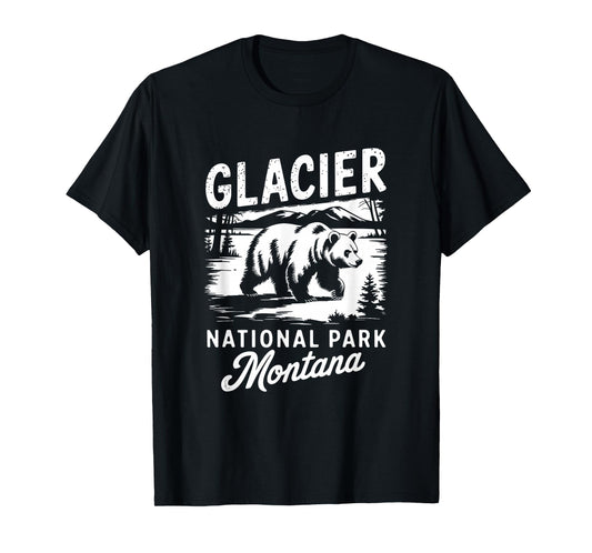 Glacier National Park Montana Bear Vintage Style T-Shirt