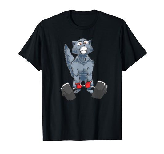 Deadlifting Cat, Weightlifters Gym Workout Bodybuilder T-Shirt for Men Women