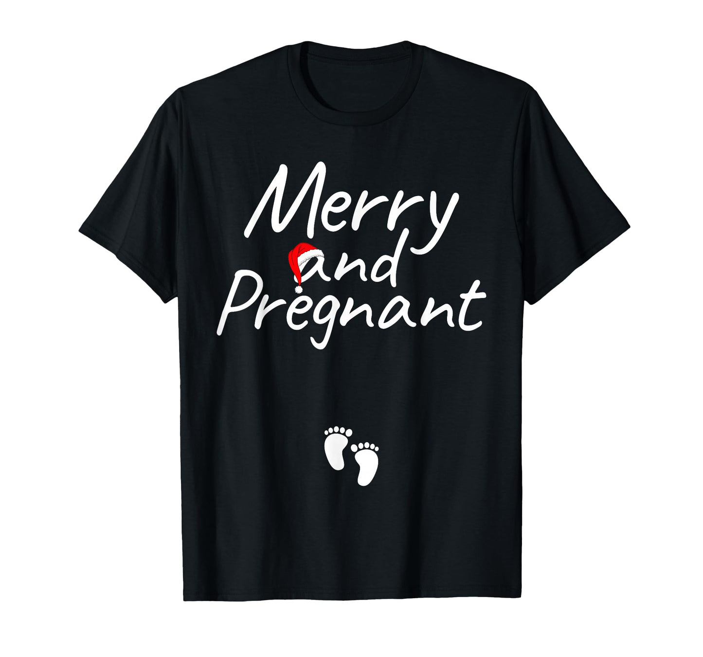 Merry and Pregnant Xmas Pregnancy Announcement Christmas T-Shirt