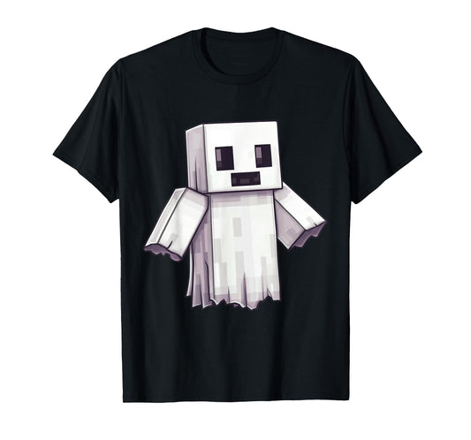 Ghost Video Gamer Pixel Halloween Matching Costume Men Kids T-Shirt