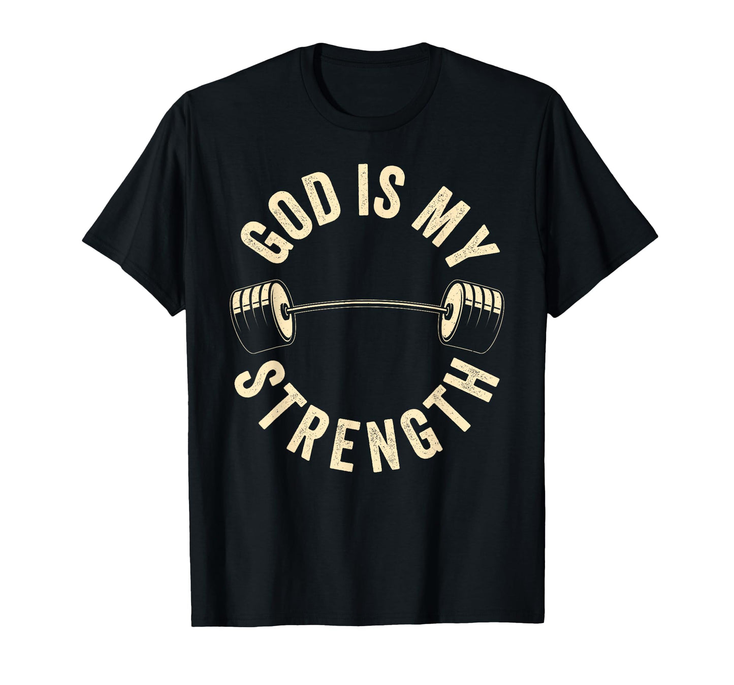 God Is My Strength Vintage Gym Barbell Fitness Christian T-Shirt