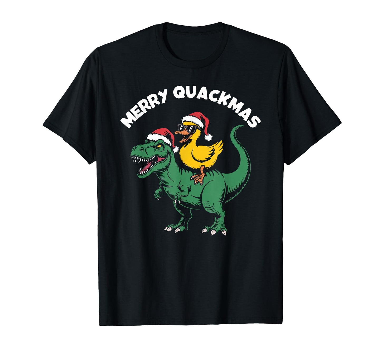 Merry quackmas, Christmas Duck Riding Dinosaur T-Shirt