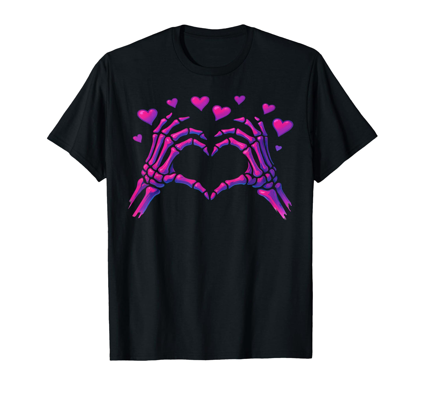 Skeleton Hands Heart Sign Retro Halloween Women Girl T-Shirt