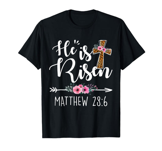 Happy Easter Day He is Risen Toddler Girls Women Floral T-Shirt