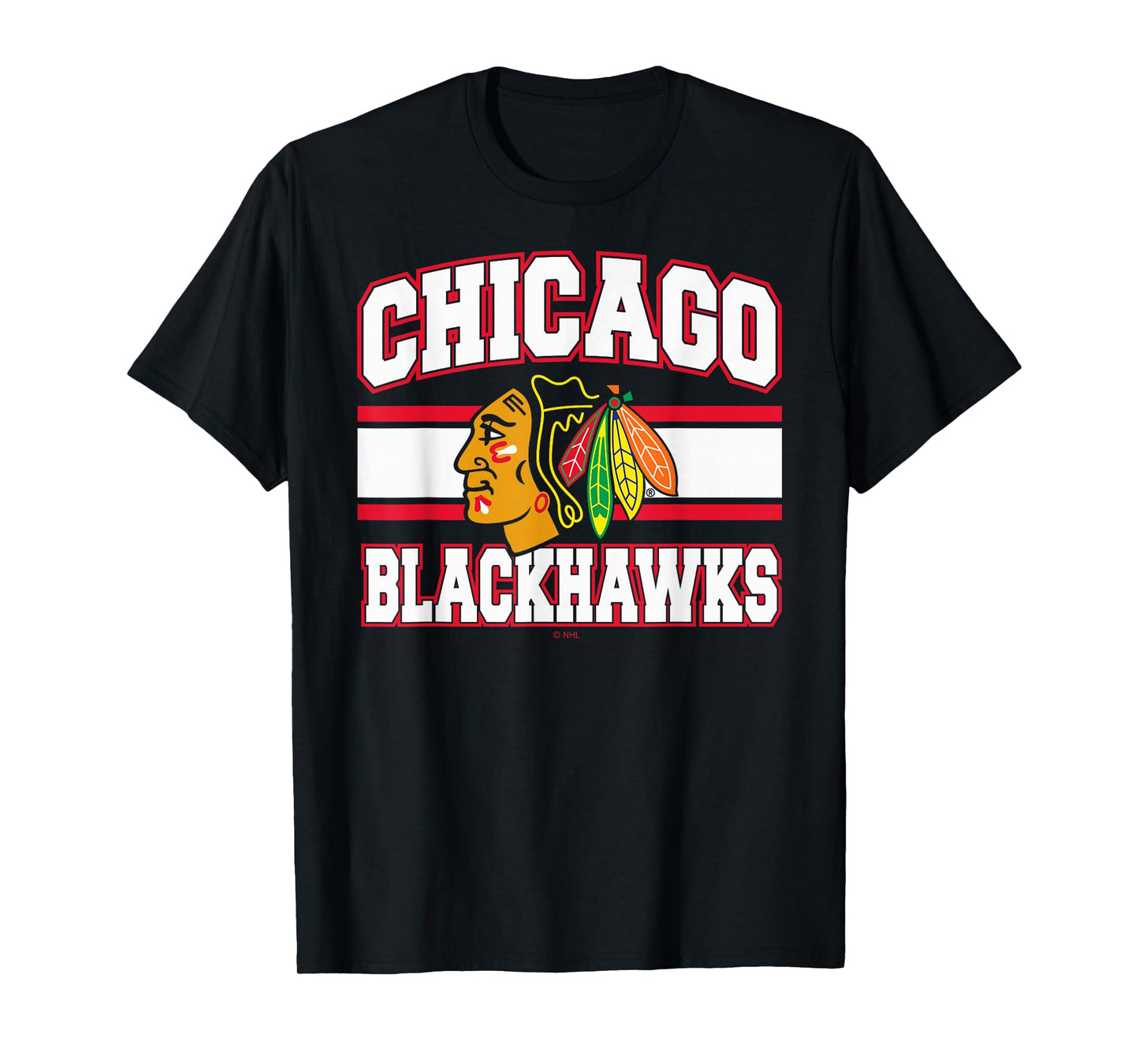 Chicago Blackhawks Stripe Black Officially Licensed T-Shirt