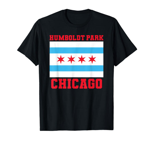 Humboldt Park Chicago Illinois Flag Loop 773 Deep Dish Pizza T-Shirt