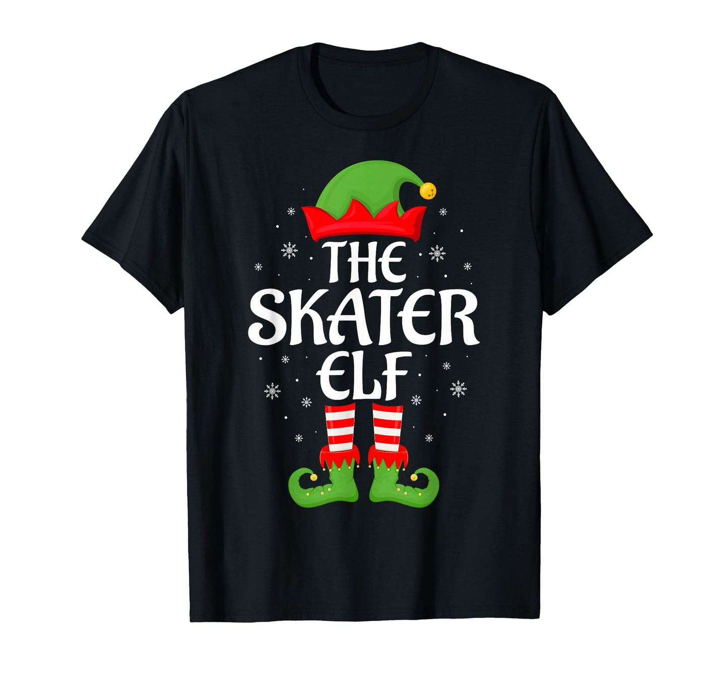 Skater Elf Xmas Family Matching Elf Squad Christmas T-Shirt