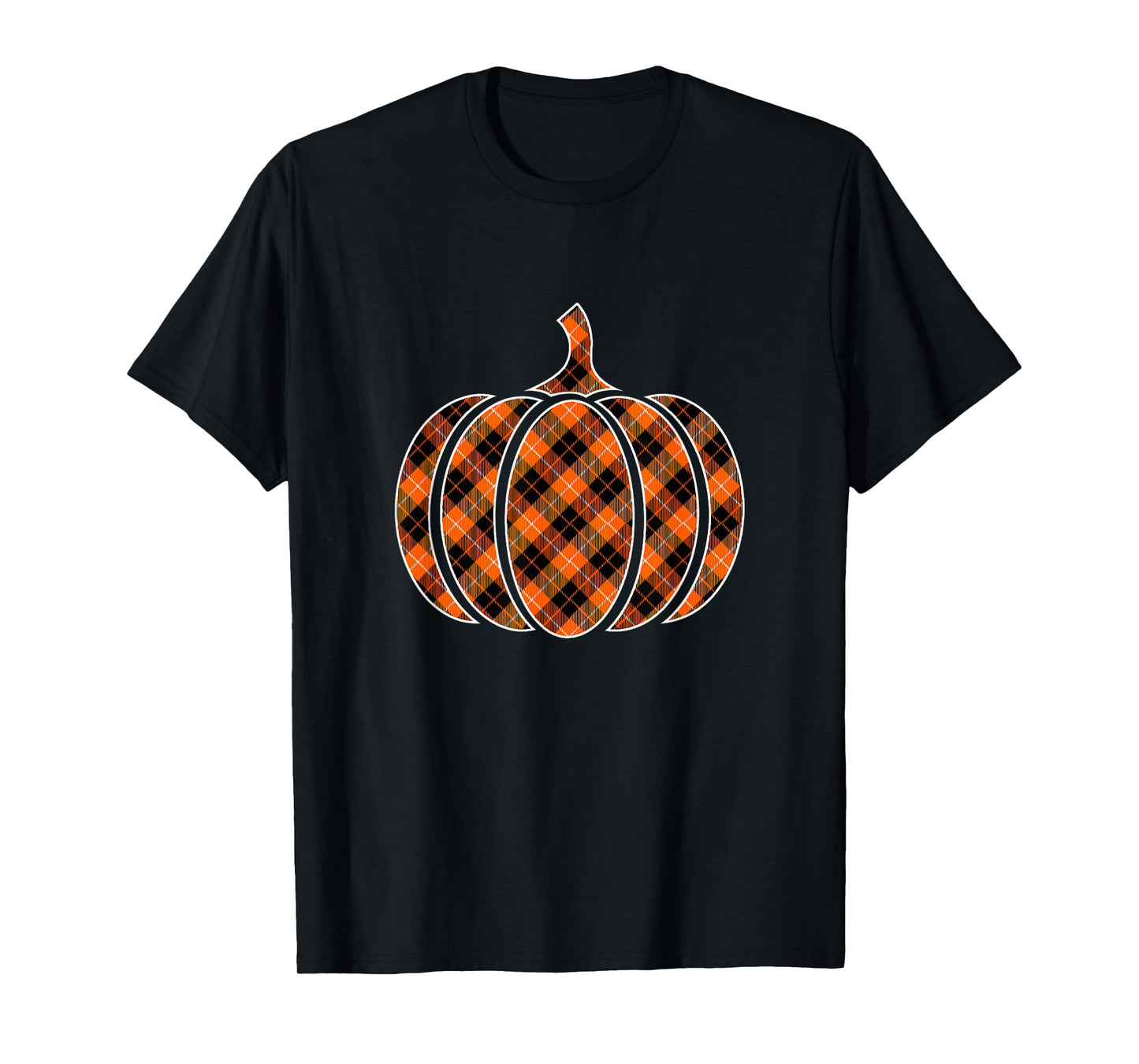 Funny Halloween Orange Pumpkin Buffalo Plaid for Women Girls T-Shirt