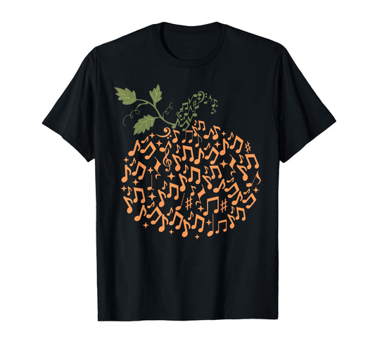 Music Notes Pumpkin Fall Music Teacher Autumn Halloween T-Shirt
