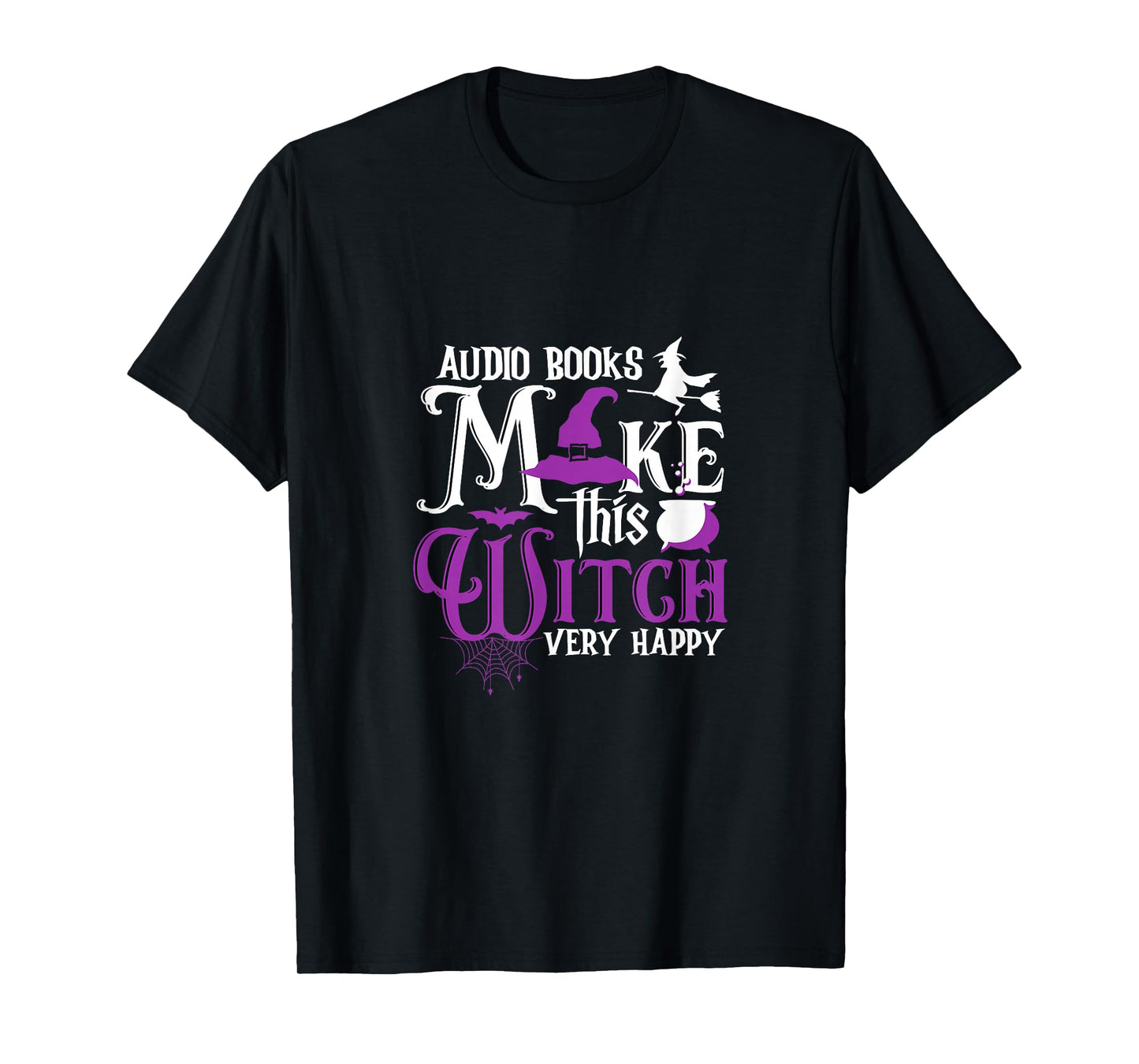 Funny Witch Audiobooks Lover Spooky Reading Art T-Shirt