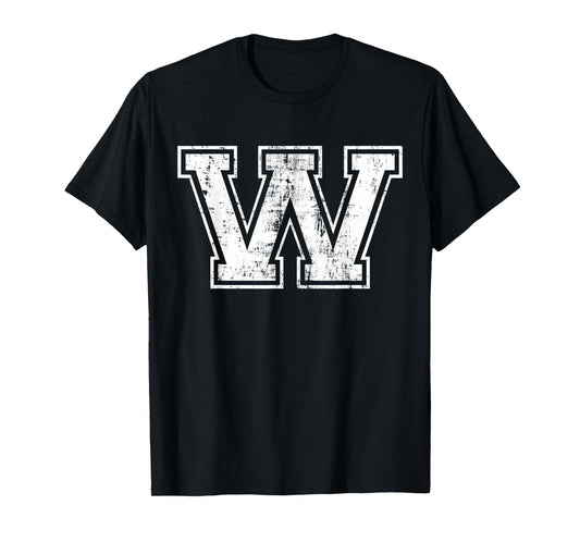Letter W Uppercase Alphabet Initial School College Varsity T-Shirt