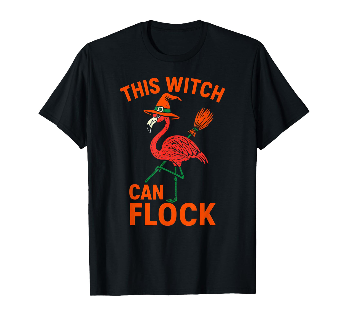 This Witch Can Flock Flamingo Funny Halloween Women's Spooky T-Shirt