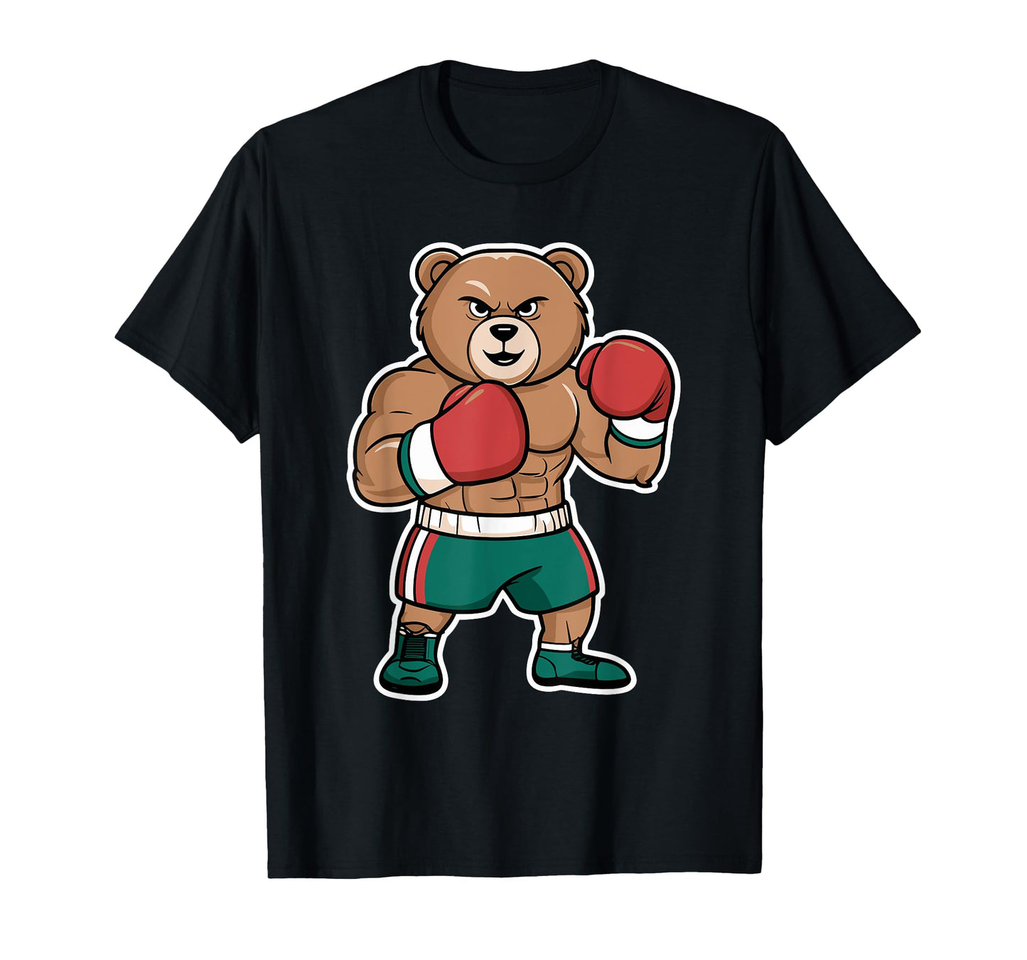 Boxing Bear Funny Tough Fighter Cartoon T-Shirt