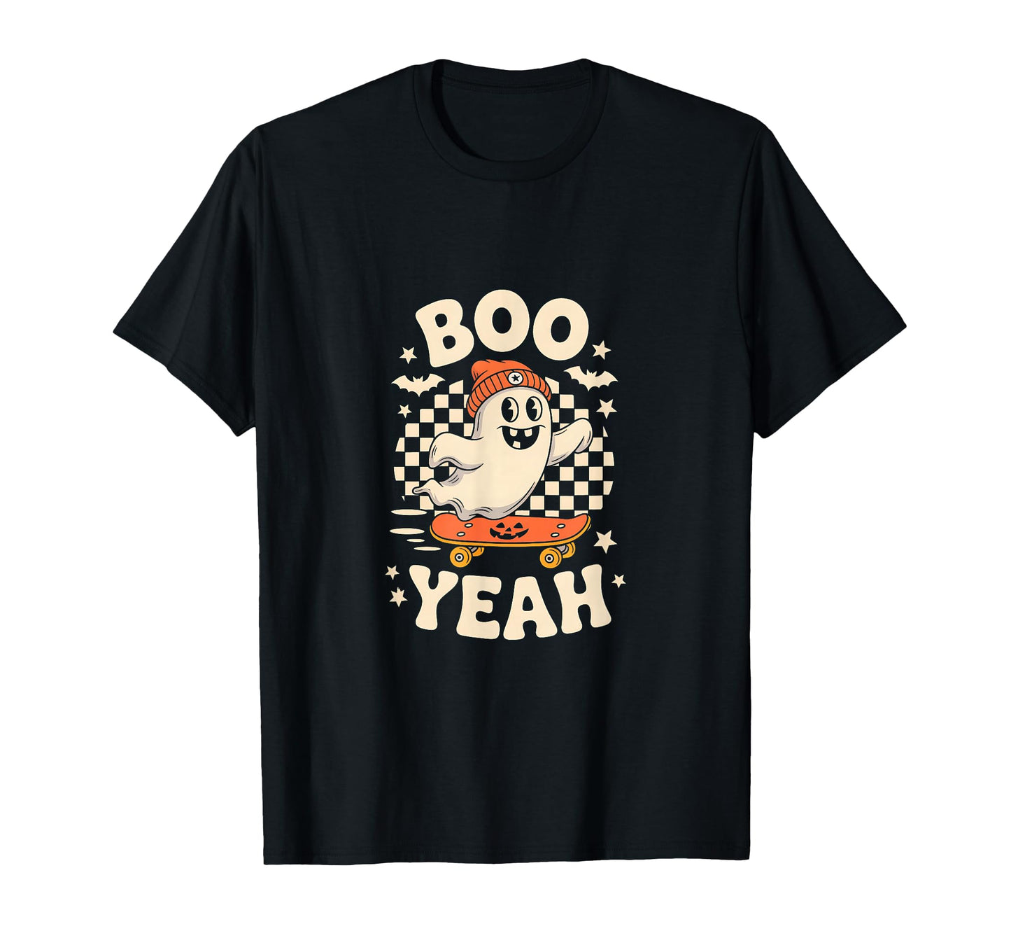Boo Yeah Halloween Ghost Boys Retro Skateboard Toddler Kids T-Shirt