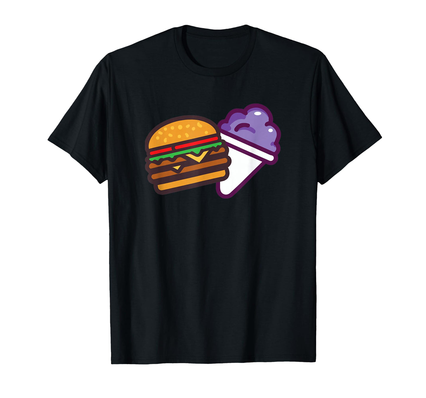Funny Burger And Grape Cute Burger Snow Cone T-Shirt