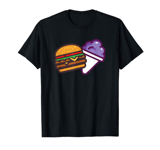 Funny Burger And Grape Cute Burger Snow Cone T-Shirt