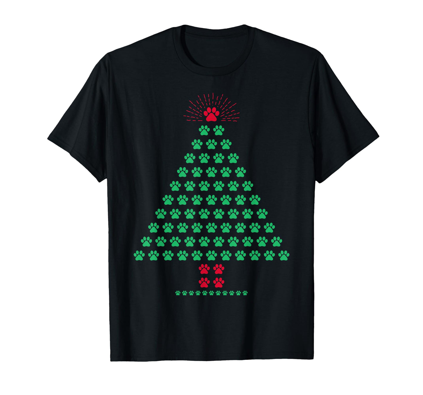 Dog Paw Christmas Tree Pajamas Funny Puppy Dog Lover Xmas T-Shirt