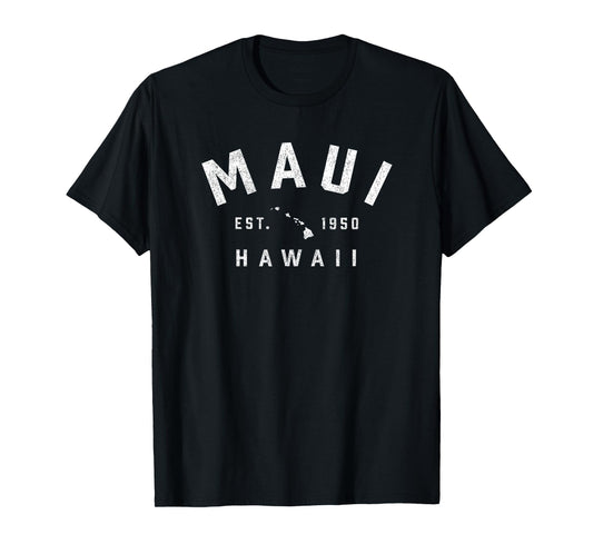 Maui Hawaii Est Vintage Preppy Throwback Vacation Souvenir T-Shirt