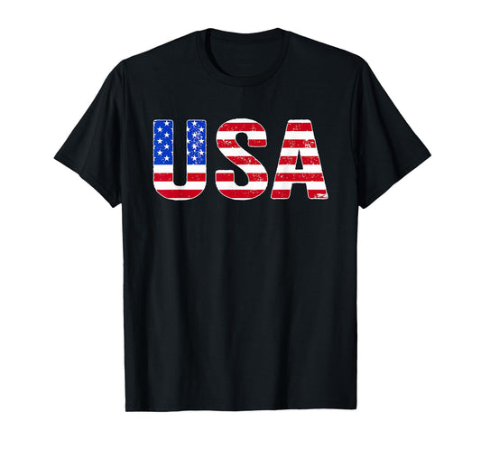USA T Shirt Patriotic American Flag Men Women Kids July 4th T-Shirt