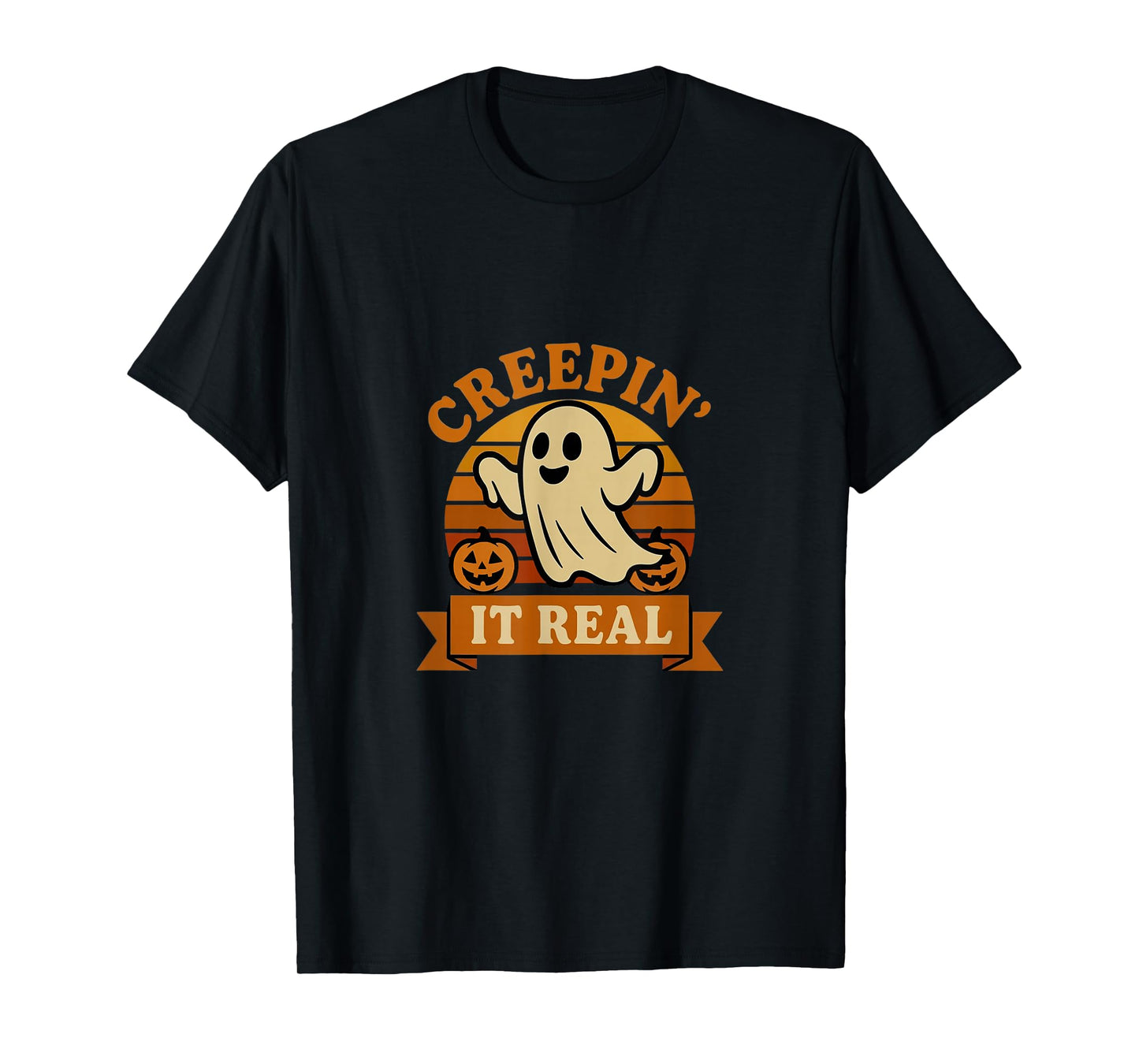 Creepin It Real Retro Ghost Funny Halloween Design T-Shirt