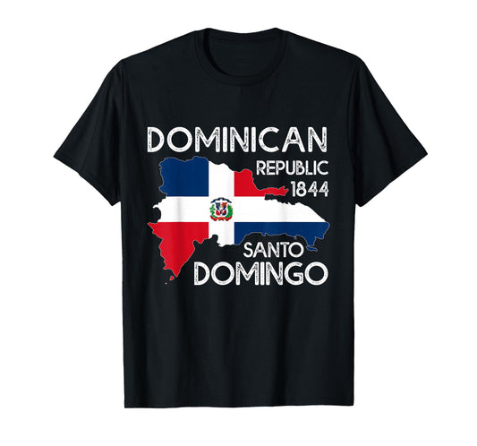 Dominican Republic Santo Domingo 1844 DR Flag Map Design T-Shirt